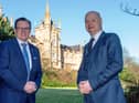 Queen’s University Vice-Chancellor Professor Ian Greer, on left, with Ulster University’s Vice-Chancellor Professor Paul Bartholomew in Derry this week.