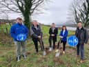 David Lavery (on left), Youth Support Worker with Enagh Youth Forum, pictured with DAERA Minister Edwin Poots, Mayor of Derry City and Strabane Alderman Graham Warke, Infrastructure Minister Nichola Mallon and local councillor Ryan McCready, at the start of construction work on the Strathfoyle Greenway.