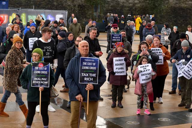 Some of the attendance at the Derry Against Fuel Poverty rally. Photo: George Sweeney. DER2206GS – 136