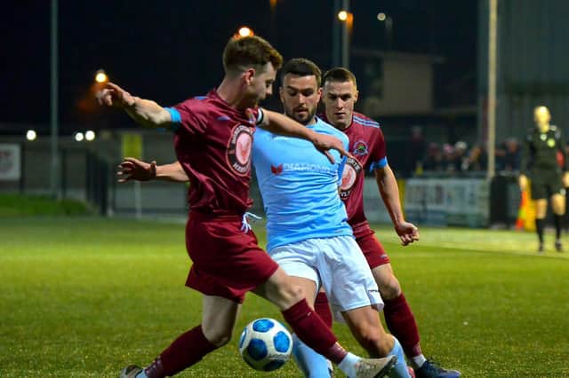 Michael Duffy in action for Derry City against Institute in preseason.