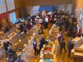 People packing boxes at the YMCA over recent days.