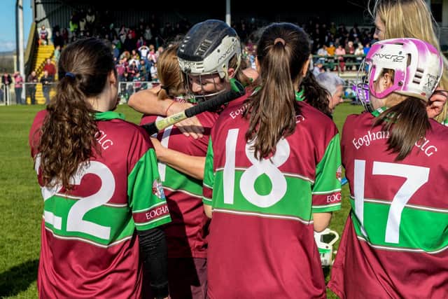 Eoghan Rua players celebrate after Saturday's AIB All-Ireland Junior Club Camogie Championship Final against Clanmaurice. (Photo: INPHO/Cathal McOscar)