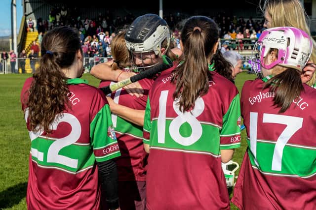 Eoghan Rua players celebrate after  Saturday's AIB All-Ireland Junior Club Camogie Championship Final against Clanmaurice. (Photo: INPHO/Cathal McOscar)