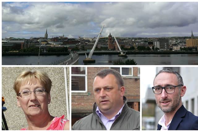 Derry & Strabane elected reps: Hilary McClintock, Gary Donnelly and Rory Farrell.