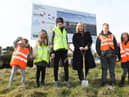 Education Minister Michelle McIlveen with pupils from Ardnashee School and College at the sod cutting ceremony for the new £34 million school on the former Foyle College site at Northland Road.