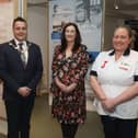 Mayor of Derry and Strabane, Alderman Graham Warke, pictured with Prof. Martin Bradley, Secretary of the Florence Nightingale Foundation Committee NI, Prof. Sonja McIlfatrick, Head of School of Nursing UU, and on right, Student Nurse Isabel Stephenson (Studying at the School of Nursing, University of Ulster Magee) at the launch of the Florence Nightingale and Nursing in Ireland Exhibition held in the Tower Museum. (Photo - Tom Heaney, nwpresspics)