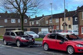 The two cars that were destroyed in Derry.