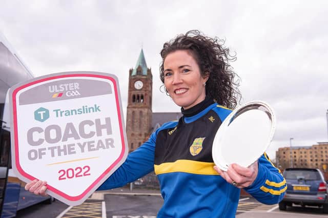 Johanne McColgan, a coach from Inishowen-based club Naomh Padraig Uisce Chaoin, who has been named the Translink Ulster GAA Coach of the Year for 2022.