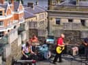 The Pale performing on the roof of the Tower Museum as part of Tourism Ireland St Patricks Day celebrations.