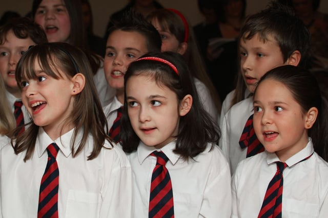 Members of the Lisnagelvin Primary School choir pictured singing at the annual Christmas service and switching on of the Christmas tree lights at the Foyle Hospice