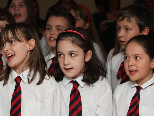 Members of the Lisnagelvin Primary School choir pictured singing at the annual Christmas service and switching on of the Christmas tree lights at the Foyle Hospice