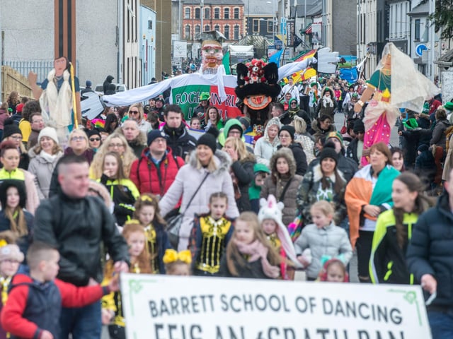 STRABANE: The main Festival parade event will make its way through the town on Thursday March 17 at 2pm. Diversions will be in place between 1.30pm until 3.30pm on a number of roads. The parade will depart from Holy Cross College and travel along Melmount Road onto Bridge Street and over Strabane Bridge before making its way to Market Street, Abercorn Square, Railway Street and finishing at Dock Street/Canal Street.