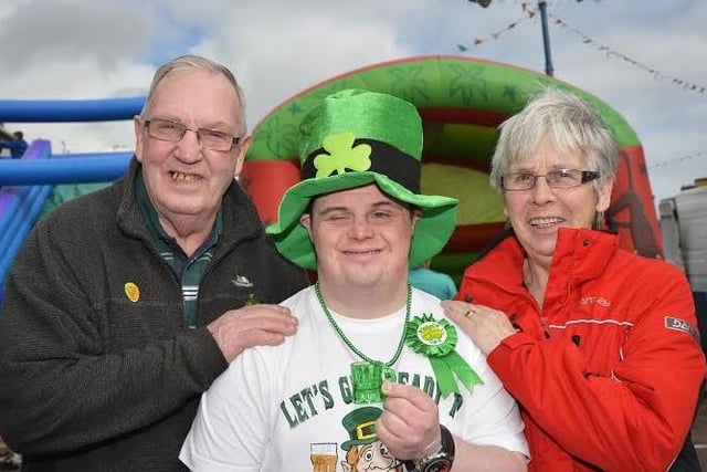Micky, Paul and Rosie O'Donnell enjoyed the St. Patrick's Day parade in Moville. INLS1114-201KM
