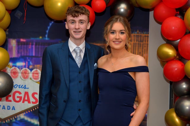 Students Ciaran Porter and Joanne Lynch Bradley pictured at the Crana College Formal held in the Inishowen Gateway Hotel on Wednesday evening last.  Photo: George Sweeney.  DER2211GS – 032