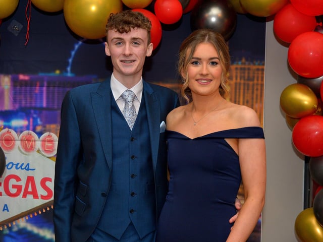 Students Ciaran Porter and Joanne Lynch Bradley pictured at the Crana College Formal held in the Inishowen Gateway Hotel on Wednesday evening last. Photo: George Sweeney. DER2211GS – 032