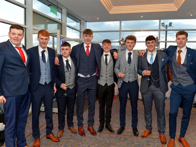 Sixth form students pictured at the Crana College Formal held in the Inishowen Gateway Hotel on Wednesday evening last.  Photo: George Sweeney.  DER2211GS – 028