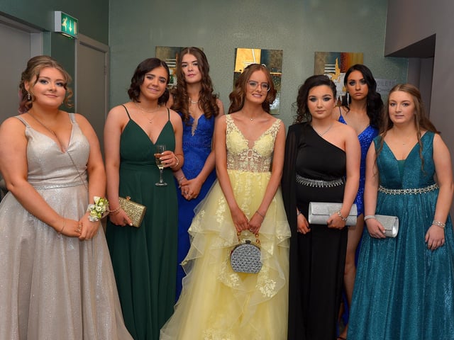 Sixth form students pictured at the Crana College Formal held in the Inishowen Gateway Hotel on Wednesday evening last. Photo: George Sweeney. DER2211GS – 029