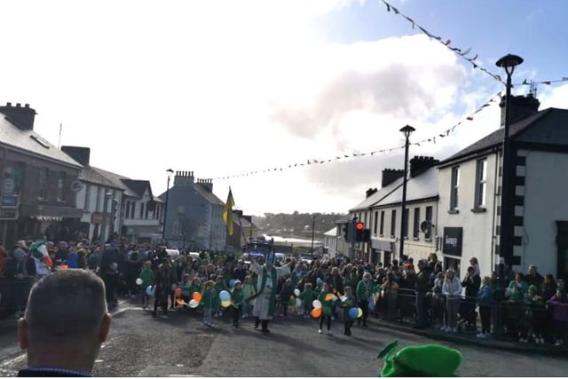 Saint Patrick himself leads the parade in Moville.