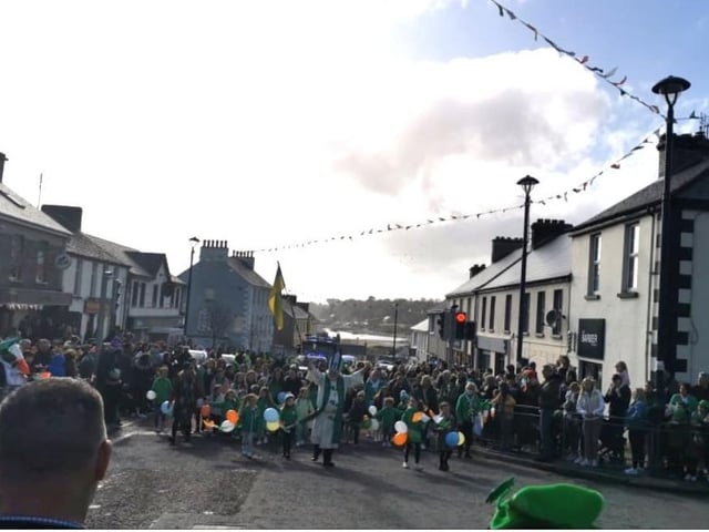 Saint Patrick himself leads the parade in Moville.