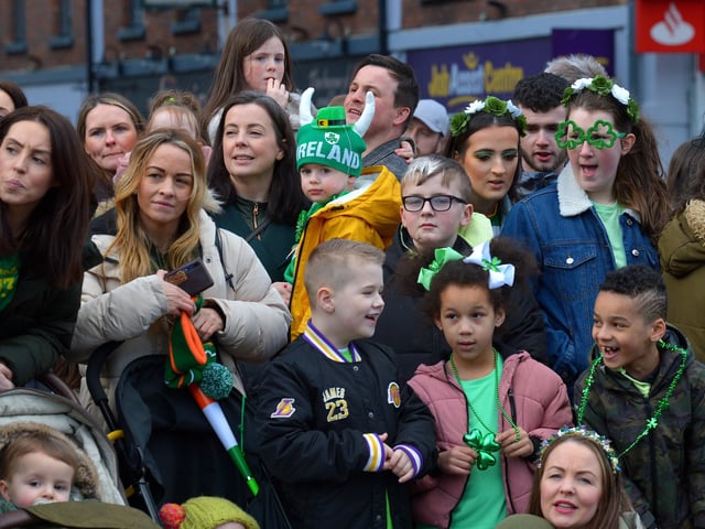 Spectators at the St Patrick’s Day parade. Photo: George Sweeney / Derry Journal. DER2211GS – 113