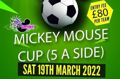 The Mickey Mouse Cup (5 a Side)
Saturday 19th Mar 2:00pm - 5:00pm
Brooke Park Leisure Centre 3G Pitch, Rosemount Avenue
Kicking off at 2 pm on Saturday 19th March 2022, there will be a 5 a-side football tournament in Brooke Park Leisure Centre's 3G Pitch, from 2 - 5 pm for the Tuned in Project to help with their Disney fundraising.
£80 entry per team, and it'll be first come first served for team sign-ups. Please use the contact details on the poster if you would like to enter a team, or to donate any prizes.
All support is welcome on the day. Unfortunately, there will be no VAR at the venue so all refereeing decisions, dodgy or not, are final!
All funds raised go towards paying for the specialist care & equipment for the students while on their trip of a lifetime to Disneyland Paris