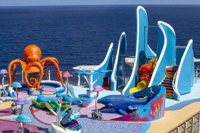 The all-new Wonder Playscape, an underwater-themed, outdoor play area for families with kids, on Wonder of the Seas