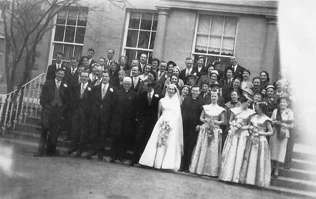 The wedding party at Boomhall on St. Patrick's Day 1956.