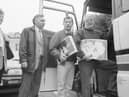 Relatives of the Bloody Sunday victims board a bus as they leave the city for a week long tour of the United States in March 1997.