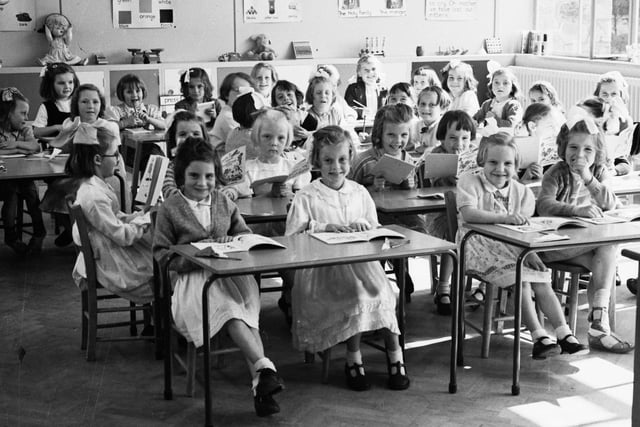 1954... Girls in the senior infants' class at the newly opened St Patrick's School at Pennyburn.