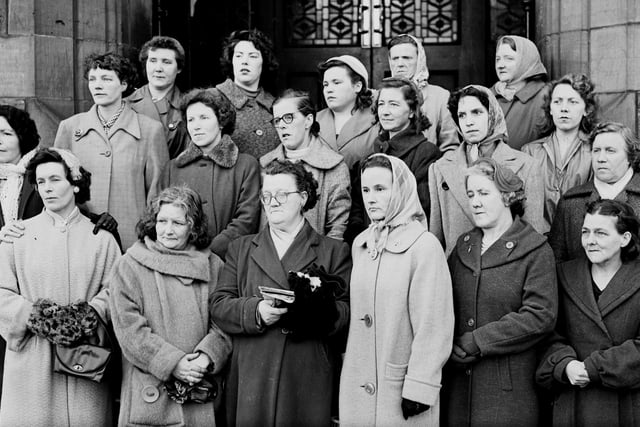 1959... Women from Springtown Camp who took over the public gallery at a meeting of Derry Corporation to voice their grievances at their living conditions in the former WWII US Navy camp.