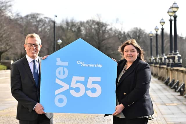 Pictured l-r are Mark Graham, Chief Executive at Co-Ownership and Deirdre Hargey, Minister for the Department for Communities