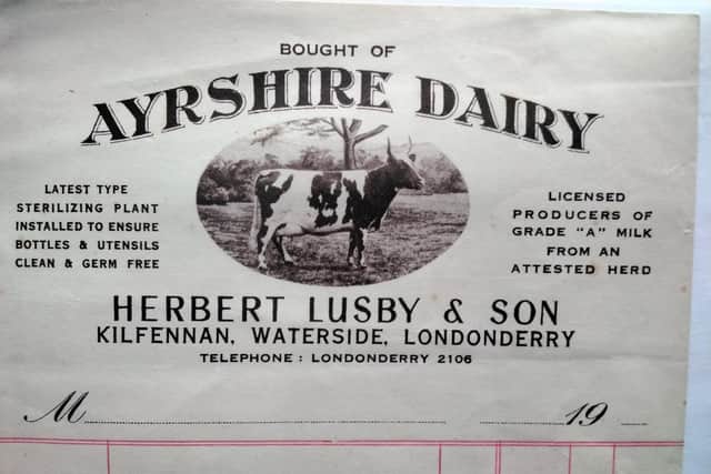 A label from the Lusby dairy farm in Kilfennan.