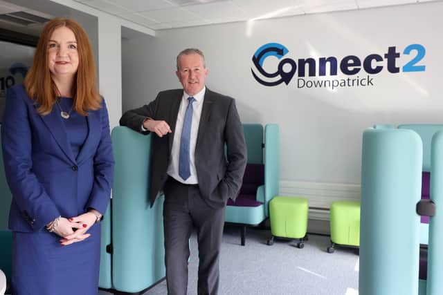 Finance Minister Conor Murphy with Jayne Brady, head of Northern Ireland civil service