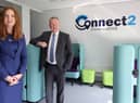 Finance Minister Conor Murphy with Jayne Brady, head of Northern Ireland civil service