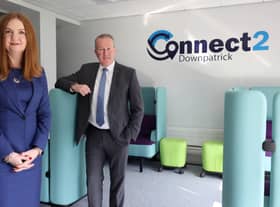 Finance Minister Conor Murphy with Jayne Brady, head of Northern Ireland civil service