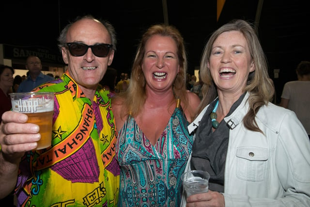 David and Susan Thomas and Denise Gillen pictured at the Nile Rodgers concert in The Venue 2013 as part of Celtronic. PIcture Martin McKeown. Inpresspics.com.