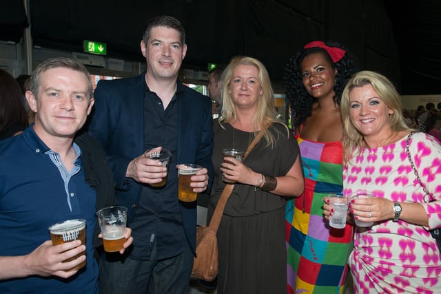 Michael Devlin, Neil McAuley, Julie Ferry, Laura Keogh and Brenda Devlin at the Nile Rodgers concert in The Venue 2013 as part of Celtronic. PIcture Martin McKeown. Inpresspics.com