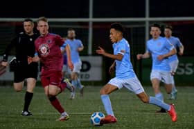 Liverpool bound teenage winger Trent Kone-Doherty in action for Derry City against Institute during a preseason friendly.