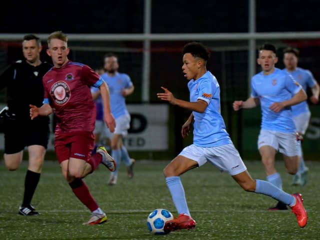 Liverpool bound teenage winger Trent Kone-Doherty in action for Derry City against Institute during a preseason friendly.
