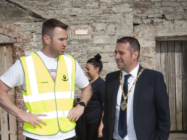 CHRIS MEET CHRIS!. . . .Christopher Jackson, Foyle Down Syndrome Trust in conversation with Deputy Mayor, Christopher Jackson before Saturdayâ€TMs Walk for Ruby.