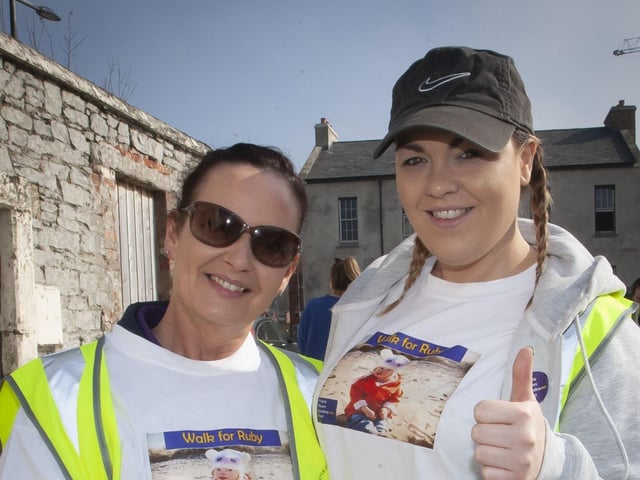 Walking for Ruby on Saturday were Laura Downey and Fiona Greyling, pictured before leaving Ebrington Square. (Photos: JIm McCafferty Photograph)