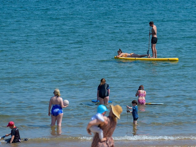 Cooling down in the water at Stroove beach, north Inishowen.