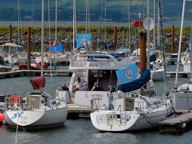 Yachts moored at Fahan Marina.