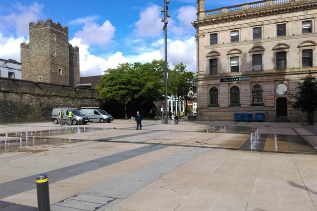 Guildhall Square and the Tower Museum telling and showing the history of the city and region - a top rated attraction.