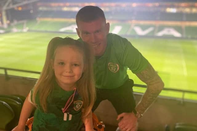 Ireland star James McClean and his special guest Zoe Murphy at Saturday's friendly against Belgium.
