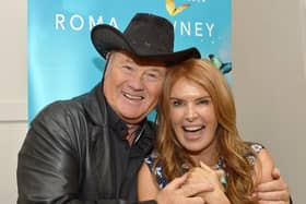Fr Paddy O’Kane and Roma Downey pictured at the launch of Roma’s book ‘Box of Butterflies’ back in June 2018. DER2518GS013