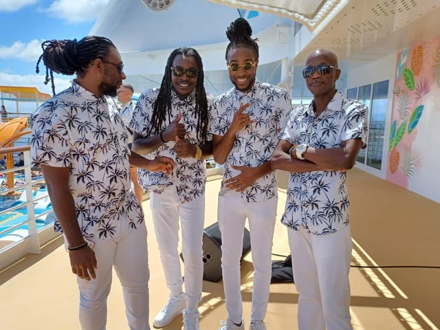 Men of Culture, the ship’s reggae band, who kept the tunes going on the pool deck.