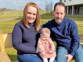 Sarah and Josh celebrate Mother's Day with their baby daughter Olivia.