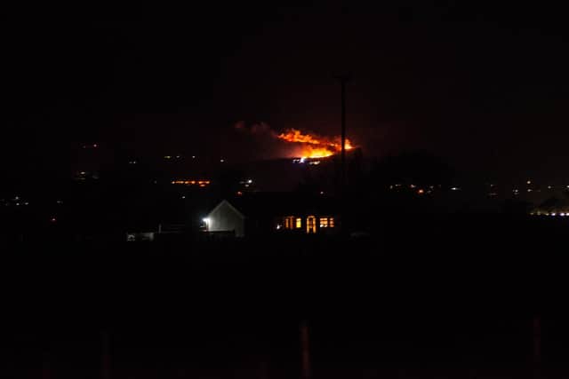 The gorse fire near Stroove on Wednesday night. (Photo: Owen Anderson)