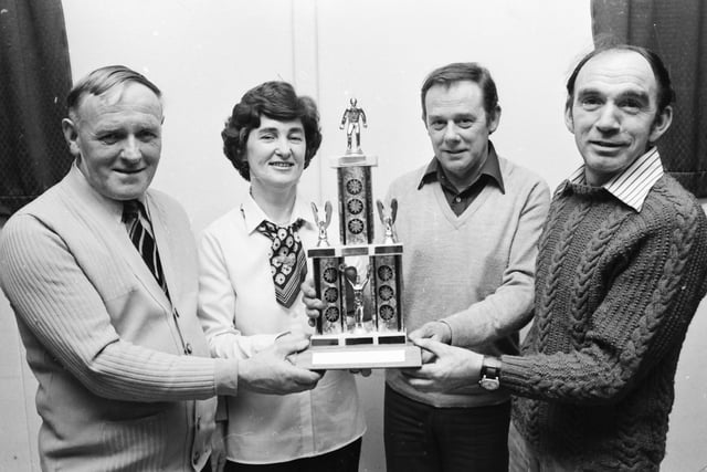 Members of the Pilot’s Row Bowling Club who contested the Mickey Taylor Memorial Trophy Pairs Final organised by the Shantallow Bowling Club at Shantallow Community Centre. On right, Liam Mullan and Patrick Moore, who defeated Sam Stewart and Betty Conway.